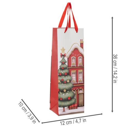 Bolsa de regalo con forma de botella, casa navideña y árbol de Navidad de 36 cm (2 unidades) | Floristik24.es