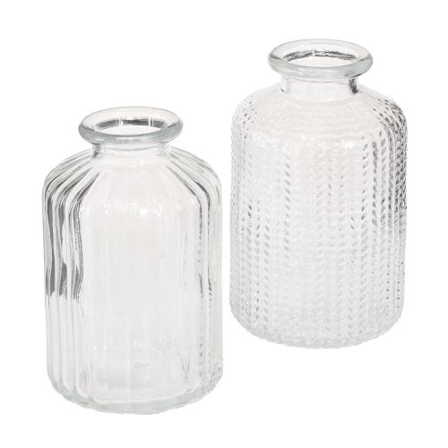 Artículo Jarrón botella de cristal mini jarrones con decoración retro H9cm 4 piezas