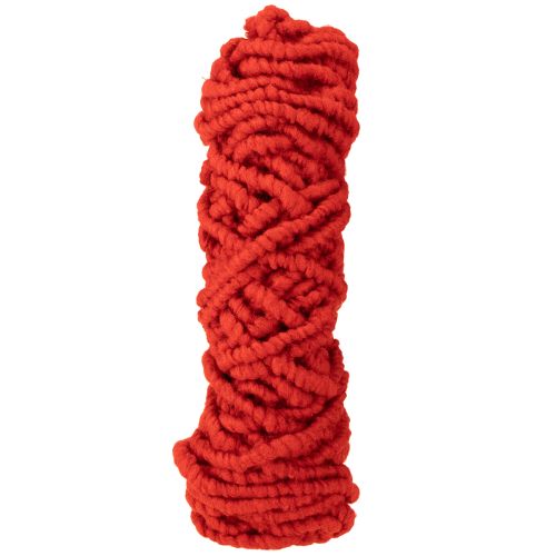 Cordón de lana Mirabell esponjoso con yute, rojo, 25 m