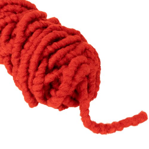 Artículo Cordón de lana Mirabell esponjoso con yute, rojo, 25 m