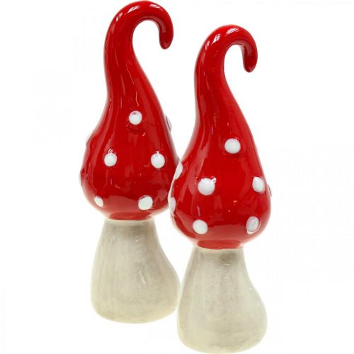 Floristik24 Hongos decorativos de cerámica rojo blanco Ø5cm H15.5cm 2pcs