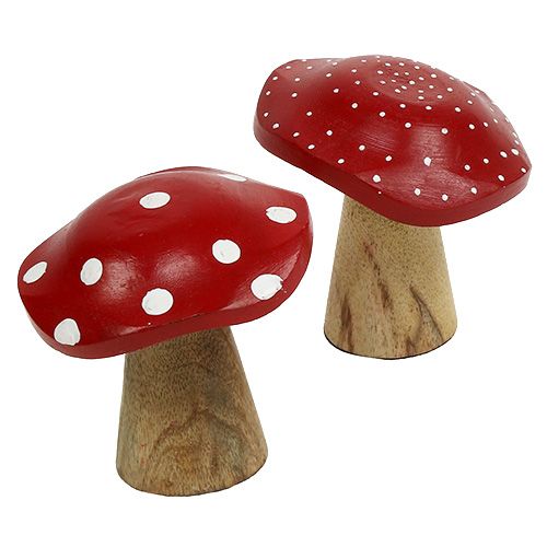 Floristik24 Mezcla de setas de madera de agárico de mosca 9cm -10,5cm Rojo, Natural 8pcs