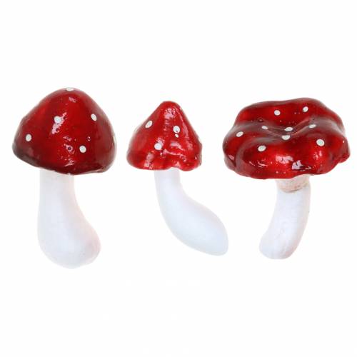 Floristik24 Conjunto decorativo de amanita muscaria rojo, blanco 6–7 cm 12 piezas