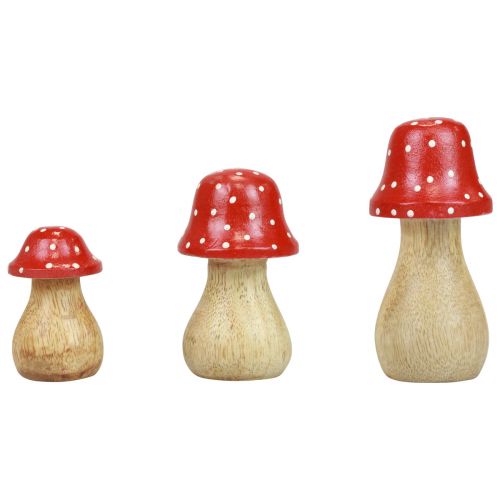 Floristik24 Agárico de mosca setas decorativas setas de madera decoración de otoño H6/8/10cm juego de 3