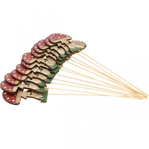 Enchufe decorativo, decoración de madera otoñal, erizo con seta Al11cm L34cm 12ud