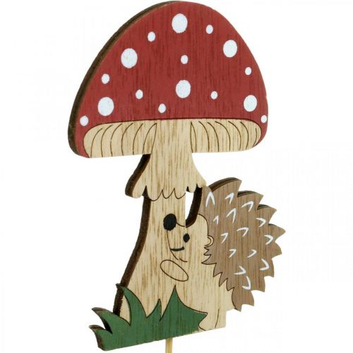 Enchufe decorativo, decoración de madera otoñal, erizo con seta Al11cm L34cm 12ud