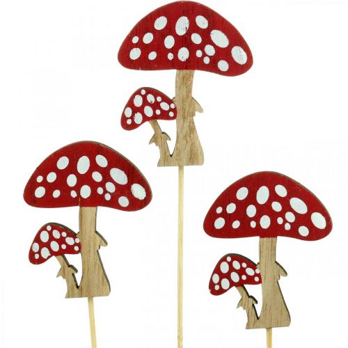 Floristik24 Agáricos de mosca de madera, decoración de setas, otoño, tapones de flores Al 7 cm L 34 cm 18 piezas