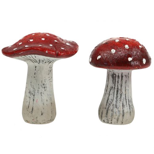 Floristik24 Toadstools cerámica rojo, blanco H12,5cm 2pcs