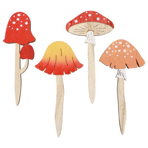 Floristik24 Tapones decorativos de madera con forma de amanita muscaria, tapones de flores de madera, 18 cm, 12 unidades