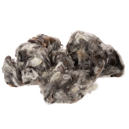 Lana de oveja decorativa, lana natural gris jaspeada, suelta, 250 g