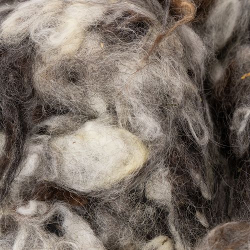 Lana de oveja decorativa, lana natural gris jaspeada, suelta, 250 g | Floristik24.es