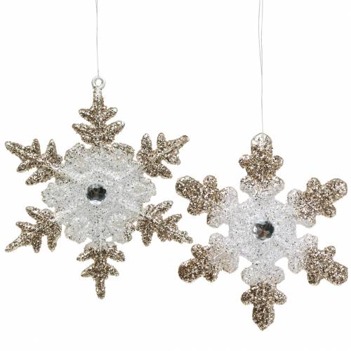 Árbol de navidad decoración copo de nieve brillo perla 2pcs