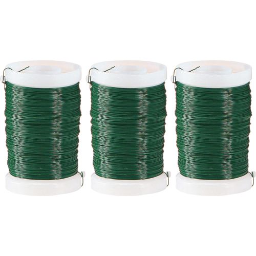 Artículo Alambre de floristería alambre decorativo alambre de mirto verde 0,30 mm 100 g 3 piezas
