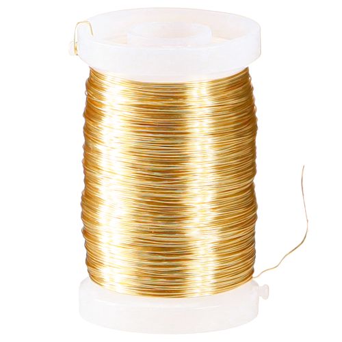 Artículo Alambre de floristería alambre de mirto alambre decorativo oro 0,30 mm 100 g 3 piezas