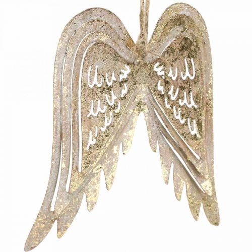 Floristik24 Alas de ángel, decoración de metal para colgar, adornos para árboles de Navidad dorados, aspecto antiguo Al 11,5 cm An 11 cm 3 piezas
