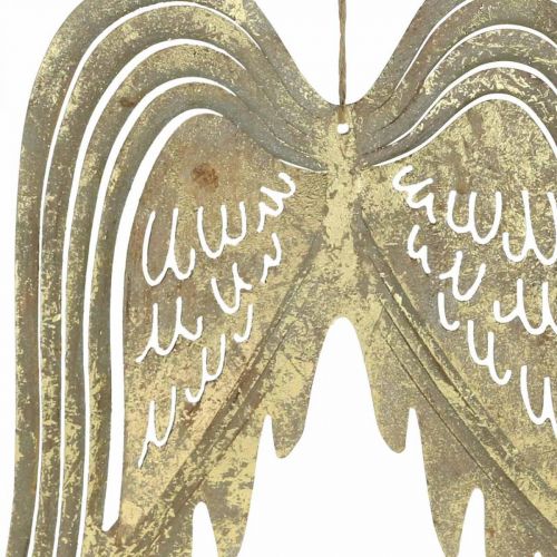 Decoración navideña alas de ángel, decoración de metal, alas para colgar doradas, aspecto antiguo H29.5cm W28.5cm