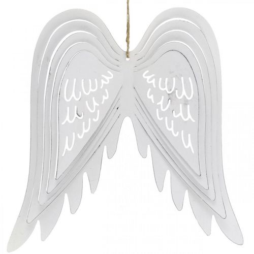 Alas para colgar, decoración de Adviento, alas de ángel de metal Blanco H29.5cm W28.5cm