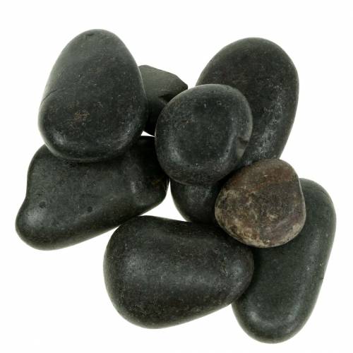 Floristik24 River Pebbles Piedras naturales negras mate Piedras decorativas L15–60mm W15–40mm 2kg