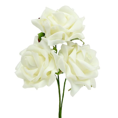 Floristik24 Rosa de espuma Ø7,5cm Crema 18 uds