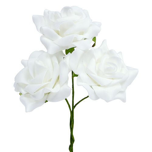 Floristik24 Rosa de espuma Ø 7,5cm blanca 18ud