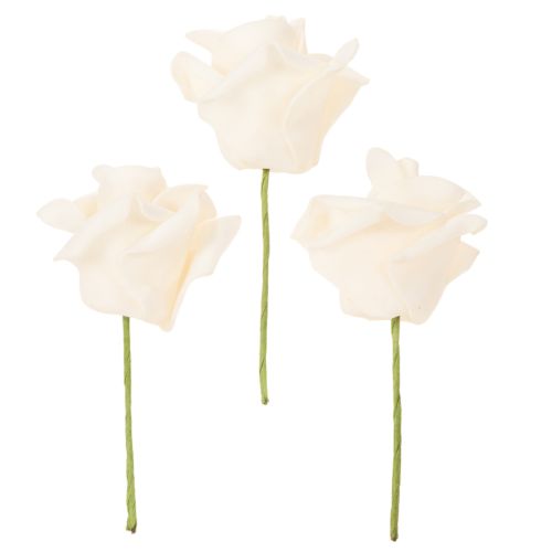 Rosas artificiales, color crema, flor de 10 cm con tallo, 100 unidades. | Floristik24.es