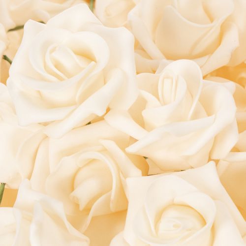 Rosas artificiales, color crema, flor de 10 cm con tallo, 100 unidades. | Floristik24.es