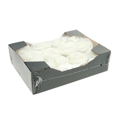 Floristik24 Rosa espuma blanca con nácar Ø7.5cm 12p