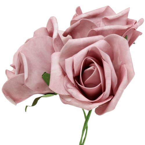 Rosa de foam Ø10cm rosa viejo 8uds
