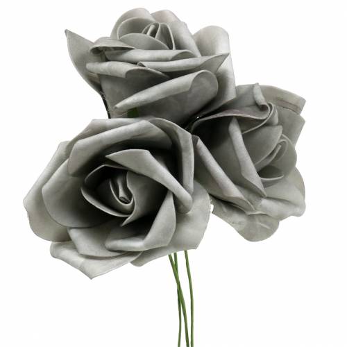 Floristik24 Rosa espuma Ø6cm gris 27p