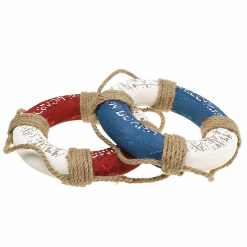 Floristik24 Aro salvavidas decorativo espuma de poliestireno azul rojo blanco Ø20cm surtido 2pcs