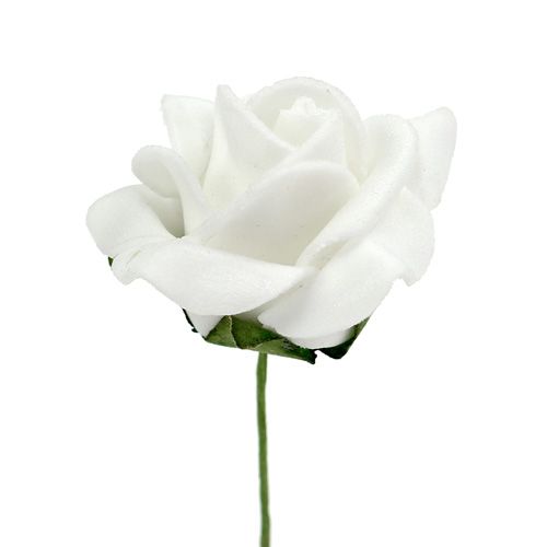 Artículo Rosa de foam Ø 3,5cm blanco 48 uds.