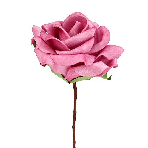 Floristik24 Rosa de espuma Ø7,5cm rosa 18 piezas