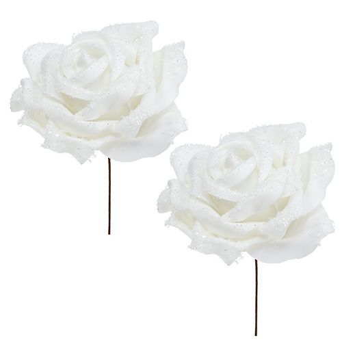 Floristik24 Foamrose blanco Ø10cm nevado 6pcs