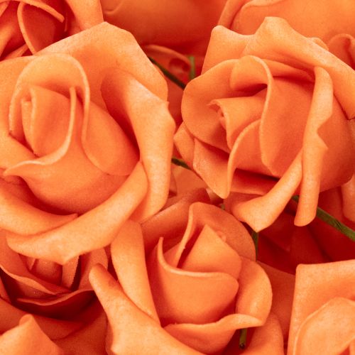 Rosa artificial naranja, flor de 5 cm, individual, 100 unidades | Floristik24.es