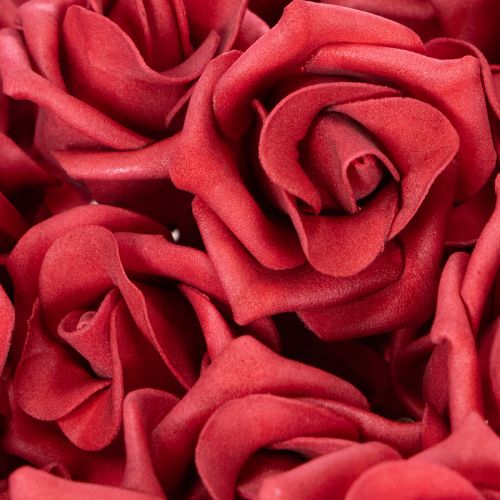 Rosas artificiales rojas con tallo, 5 cm, 100 unidades | Floristik24.es