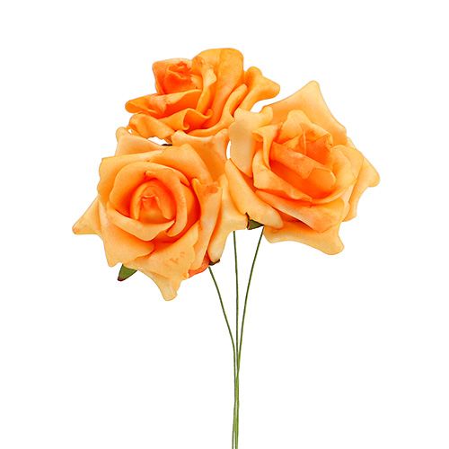 Floristik24 Foamrose Ø6cm naranja claro 27p