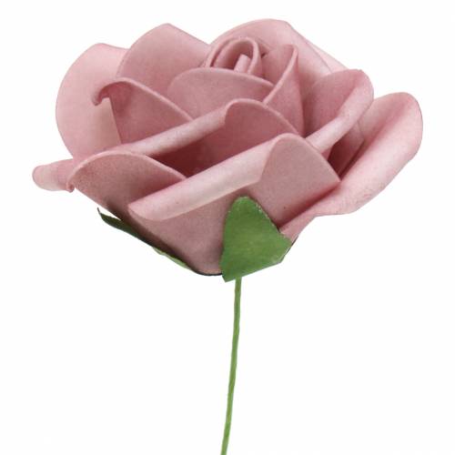 Artículo Rosa de espuma Ø7,5cm rosa viejo 18 piezas