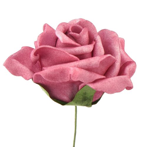 Artículo Rosa de espuma sobre alambre mini rosas rosa viejo Ø5cm 27ud