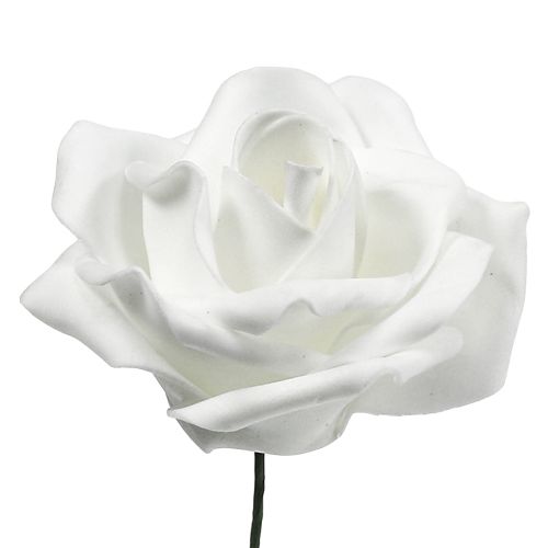 Floristik24 Rosa de espuma blanca Ø10cm 8 piezas