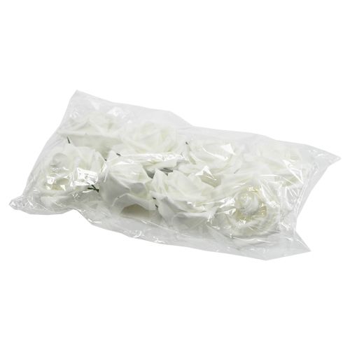 Floristik24 Rosa de espuma blanca Ø10cm 8 piezas