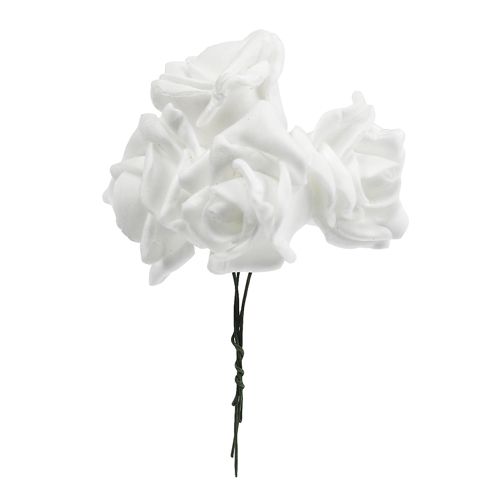 Floristik24 Rosas de foam blanco Ø3,5cm 20uds
