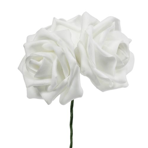 Floristik24 Rosas de espuma blancas Ø5cm 12pcs