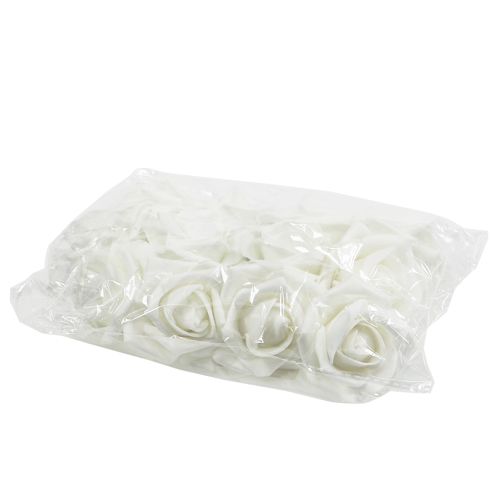 Floristik24 Rosas de espuma blancas Ø5cm 12pcs