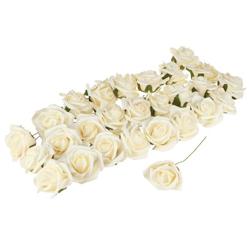Artículo Rosas de espuma Vainilla Rosas artificiales Ø6cm 27 uds