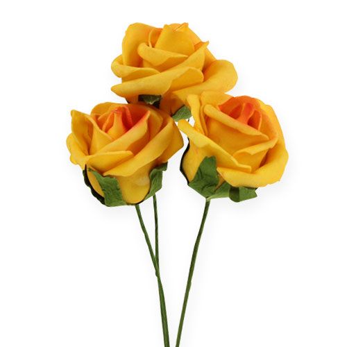 Floristik24 Rosa de espuma Ø4,5cm amarillo oscuro 36p