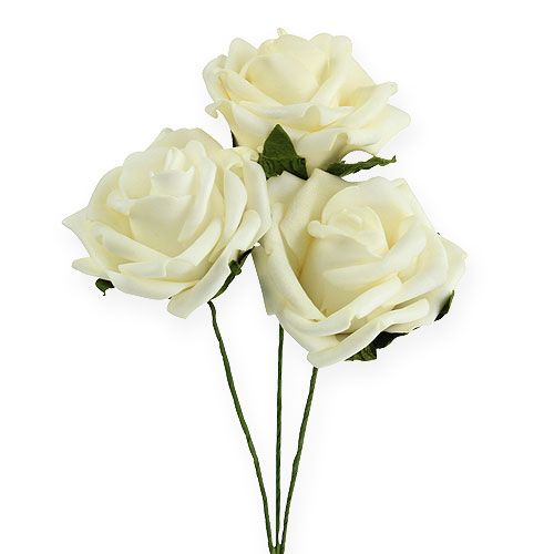 Floristik24 Rosa foam Ø6cm crema 27uds