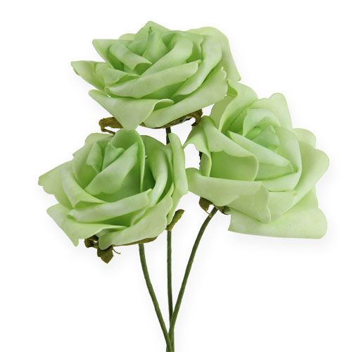 Floristik24 Rosa de espuma Ø 8cm verde 18 piezas