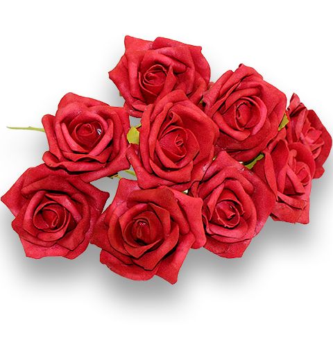 Floristik24 Foam Rose Ø6cm rojo 24pcs