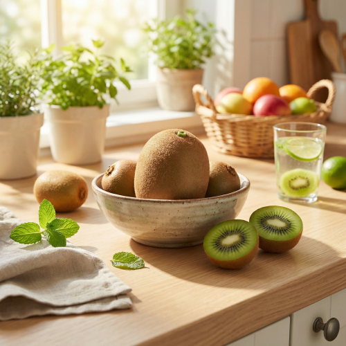 Artículo Kiwi fruta decorativa realista artificial 7,5cm