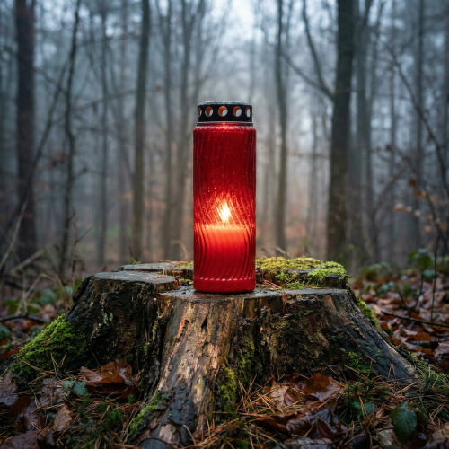 Artículo Tapa para vela grave motivo flor rojo negro 10 días Al.27cm